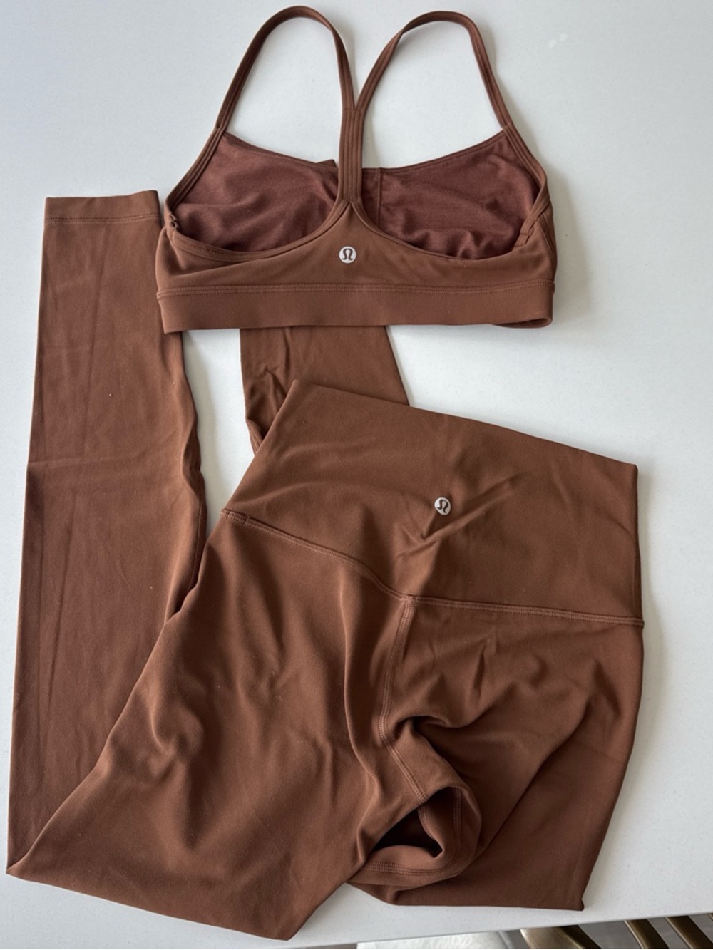 Lululemon Brown align Legging size 4 and Matching flow y Sports Bra size 6